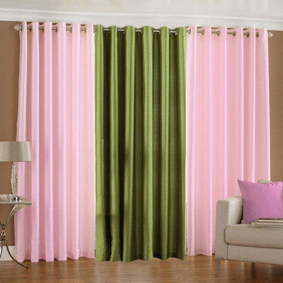 33% OFF on Pindia Polyester Multicolor Batik Eyelet Curtain