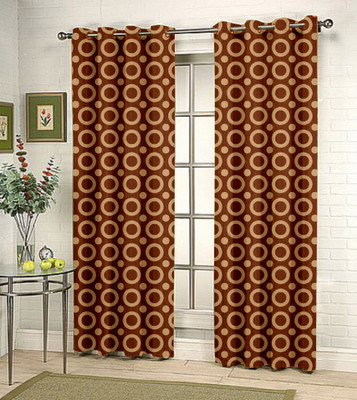 37% OFF on Fabutex Brown Geometric Eyelet Curtain