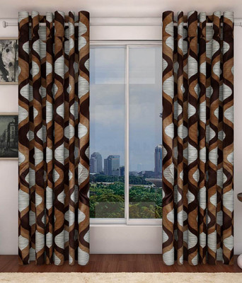 42% OFF on K-Star Polyester Brown Printed Eyelet Curtain