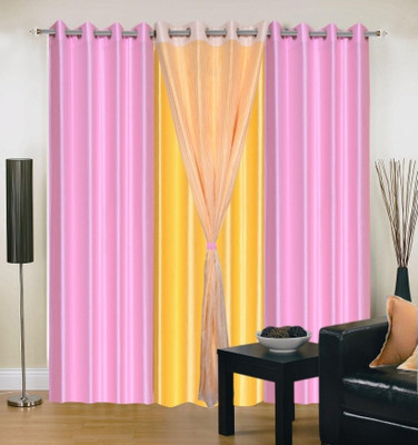 60% OFF on IWS Polyester Multicolor Solid Ring Rod Curtain