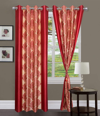 59% OFF on HomeZaara Polyester Brown Geometric Eyelet Curtain