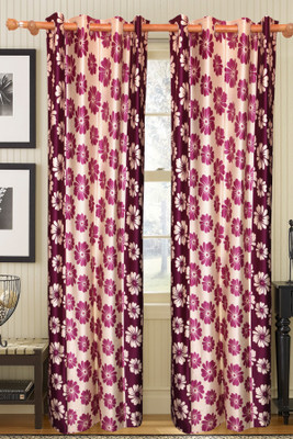50% OFF on Vrinda Polyester Purple Striped Eyelet Curtain