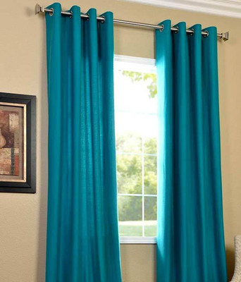 66% OFF on HomeZaara Polyester Blue Solid Eyelet Curtain