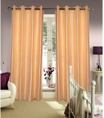 56% OFF on HomeZaara Polyester Beige Solid Eyelet Curtain