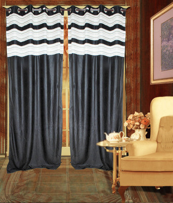 46% OFF on Madhav Product Polyester Brown Striped Eyelet Curtain