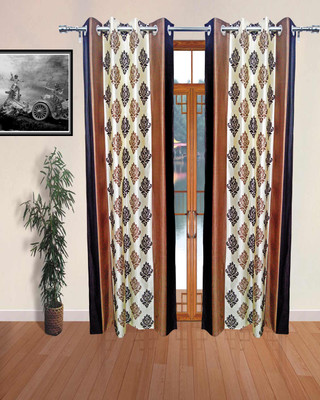 70% OFF on Sajawatt Polyester Brown Solid Eyelet Curtain