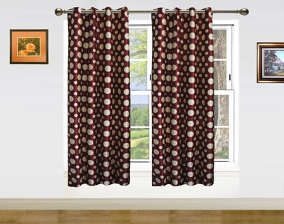 40% OFF on Dekor World Polyester Beige, Maroon Solid Eyelet Curtain
