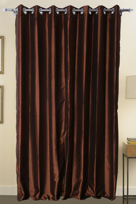 ZappyCart Polyester Brown Solid Eyelet Curtain