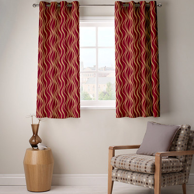42% OFF on Fabutex Brown Floral Eyelet Curtain