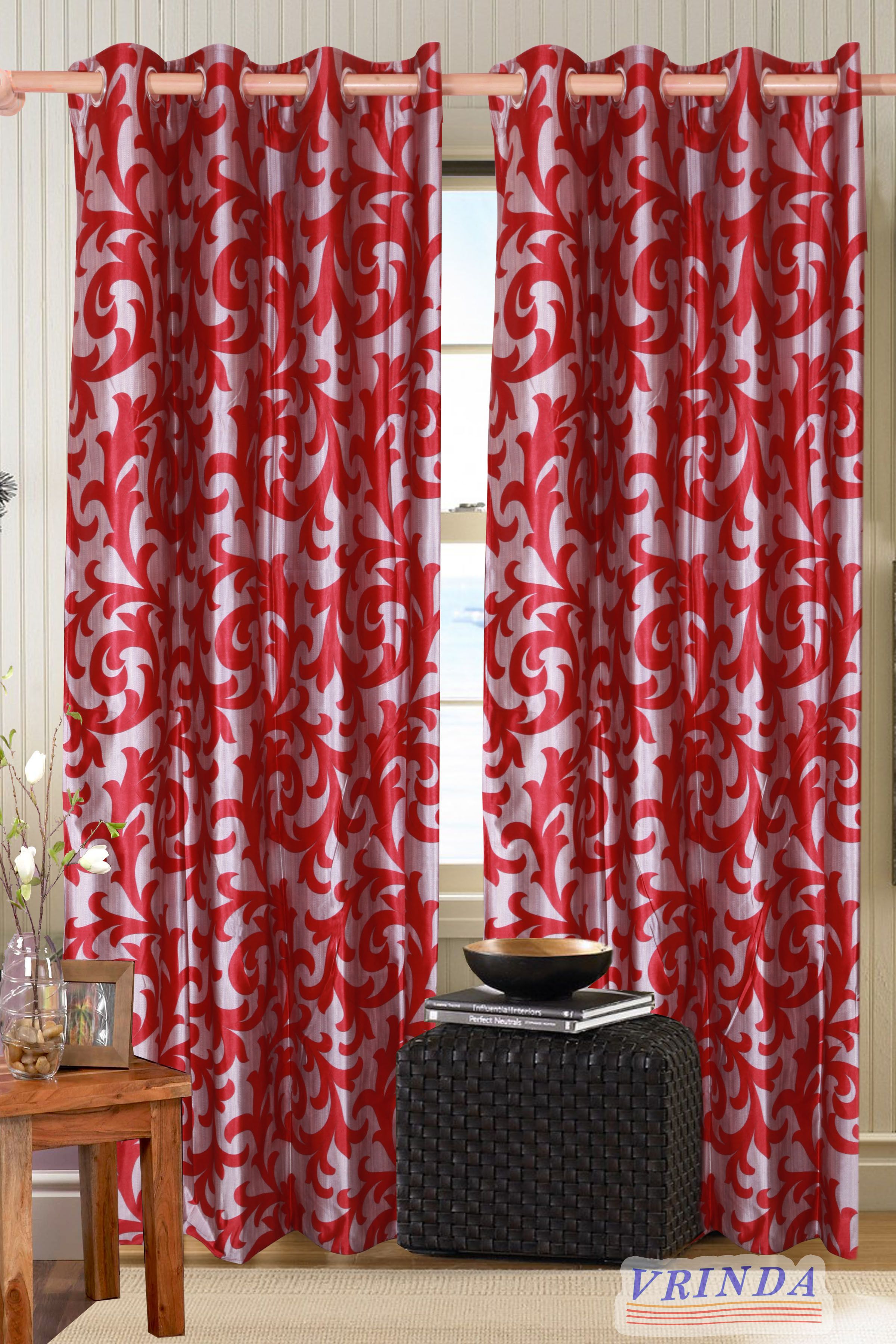 57% OFF on Vrinda Polyester Red Abstract Eyelet Curtain 57% OFF on Vrinda Polyester Red Abstract Eyelet Curtain