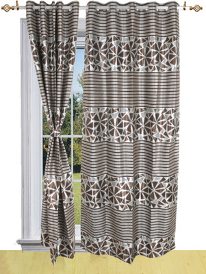 50% OFF on Shandar Chenille, Jacquard Brown Abstract Eyelet Curtain 50% OFF on Shandar Chenille, Jacquard Brown Abstract Eyelet Curtain