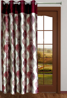 60% OFF on Homefab India Polyester Maroon Striped Eyelet Curtain