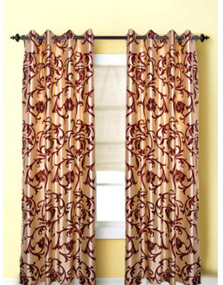 66% OFF on HomeZaara Polyester Beige Abstract Eyelet Curtain