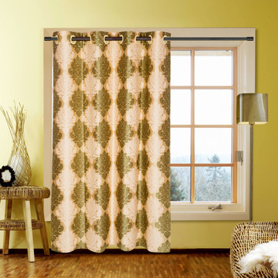 62% OFF on Kings Polycotton Green Self Design Eyelet Curtain