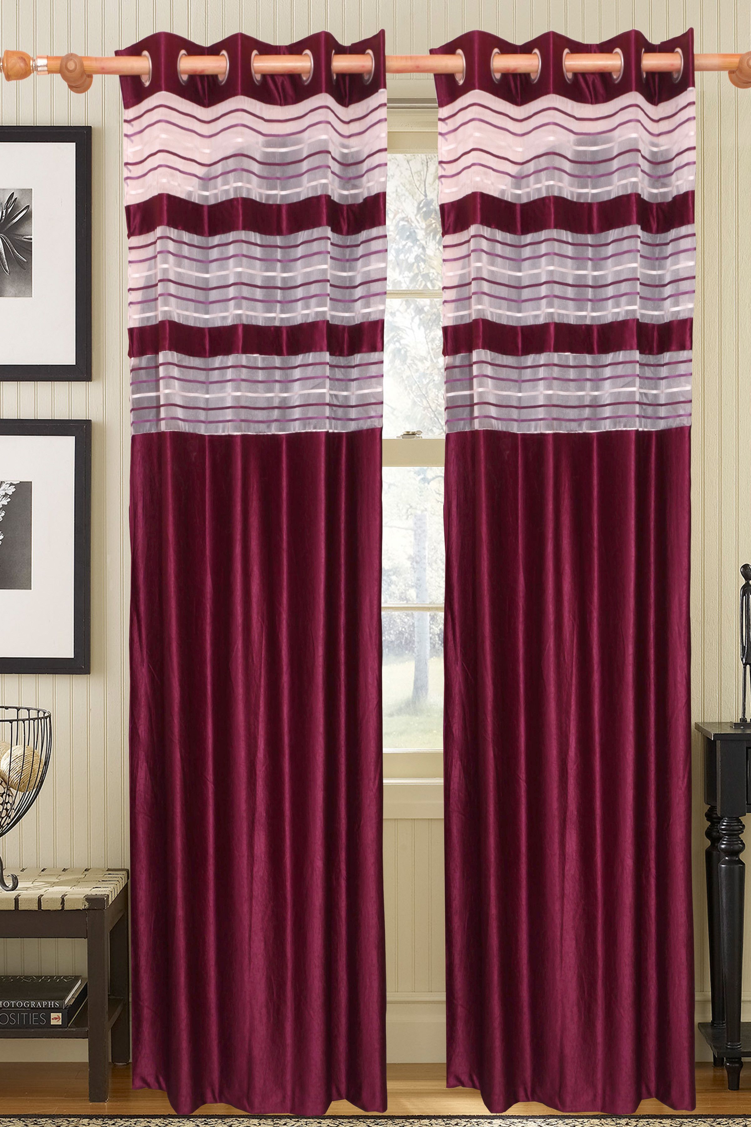 50% OFF on Vrinda Polyester Purple Geometric Eyelet Curtain