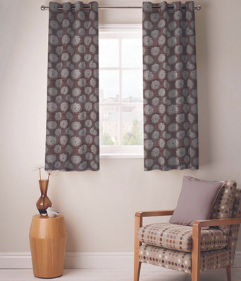 50% OFF on Fabutex Polyester Brown Abstract Eyelet Curtain