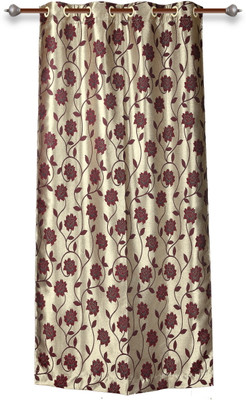 60% OFF on Mahamantra Polyester Maroon Floral Eyelet Curtain