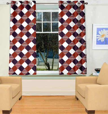 50% OFF on Trendy Home Polyester Maroon Damask Eyelet Curtain