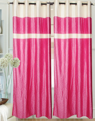 69% OFF on Hargunz Polyester Pink Floral Eyelet Curtain 69% OFF on Hargunz Polyester Pink Floral Eyelet Curtain