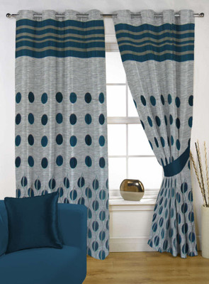 58% OFF on Handloom Factory Polycotton Multicolor Striped Eyelet Curtain