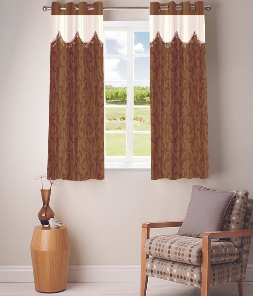 33% OFF on Fabutex Brown Geometric Eyelet Curtain
