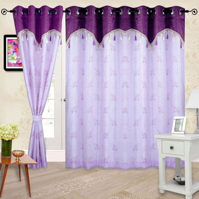 21% OFF on Cortina Polyester Purple Solid Eyelet Curtain