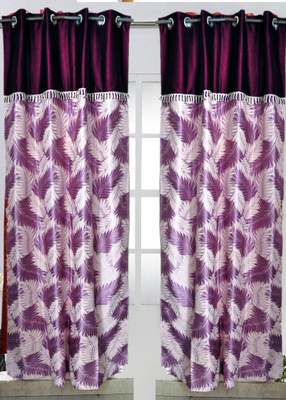 38% OFF on Madhav Product Polyester Purple Damask Eyelet Curtain