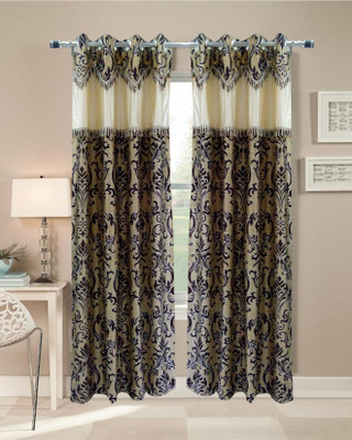 61% OFF on Homefab India Polyester Brown, Beige Floral Eyelet Curtain