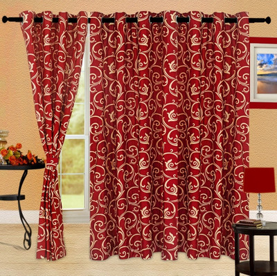 42% OFF on Cortina Polyester Maroon Floral Eyelet Curtain 42% OFF on Cortina Polyester Maroon Floral Eyelet Curtain