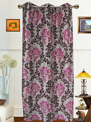 43% OFF on Dekor World Polyester Purple Floral Eyelet Curtain