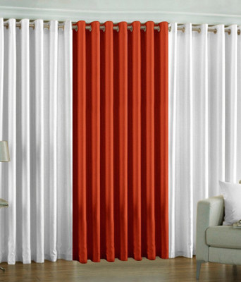 66% OFF on HomeZaara Polyester Multicolor Solid Ring Rod Curtain