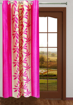 67% OFF on Homefab India Polyester Pink Floral Eyelet Curtain