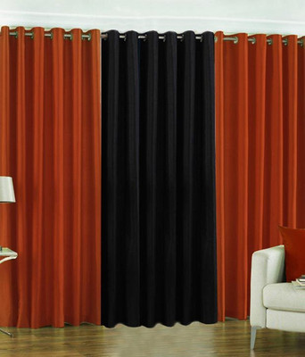 30% OFF on HomeZaara Polyester Brown, Black Solid Concealed Tab Top Curtain