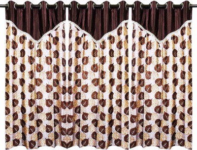79% OFF on Zikrak Exim Polyester Brown Self Design Eyelet Curtain
