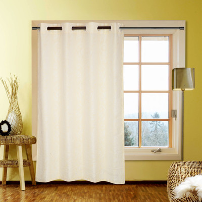 40% OFF on Kings Polycotton White Printed Eyelet Curtain