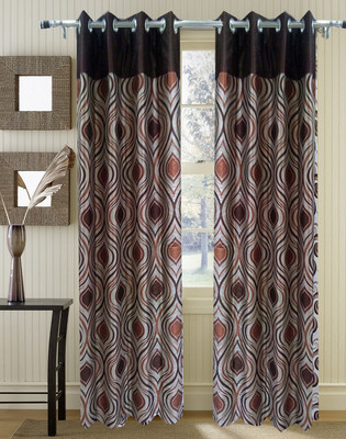 58% OFF on Homefab India Polyester Brown Geometric Eyelet Curtain