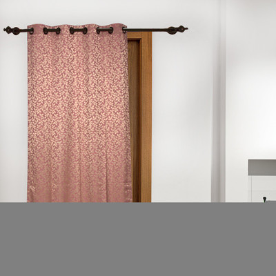 6% OFF on FloatingWalls Polyester Pink Floral Eyelet Curtain