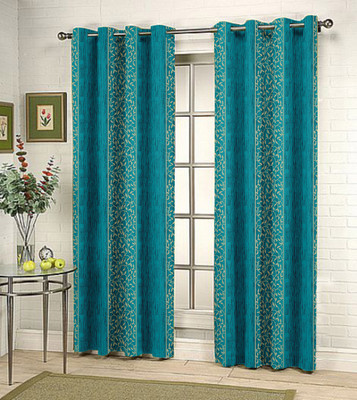 55% OFF on Kings Polycotton Blue Floral Eyelet Curtain