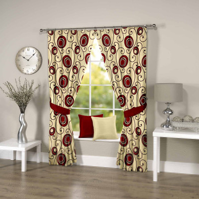 50% OFF on Threadmix Polyester Maroon Abstract Eyelet Curtain