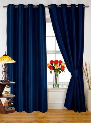55% OFF on Dekor World Polyester Blue Abstract Eyelet Curtain