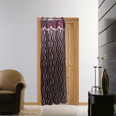 41% OFF on Furnishing Centre Polyester Wine Striped Eyelet Curtain