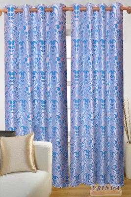 40% OFF on Vrinda Polycotton Blue Printed Eyelet Curtain