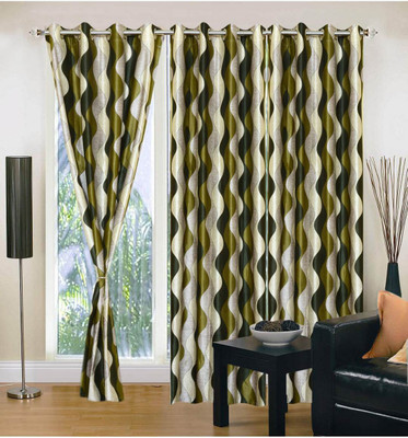 36% OFF on FabBig Polyester Green Printed Eyelet Curtain