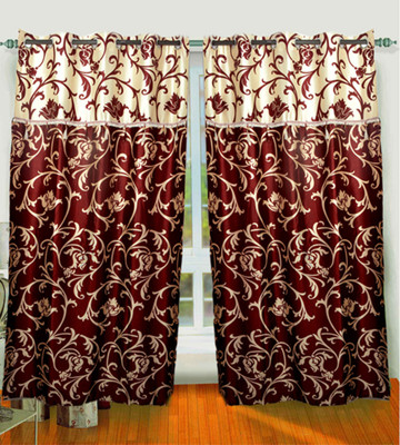 56% OFF on JBG Home Store Polyester Maroon Damask Eyelet Curtain