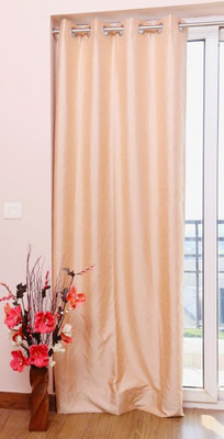 ZappyCart Polyester Peach Solid Eyelet Curtain