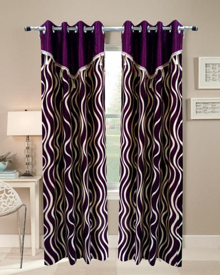 56% OFF on Homefab India Polyester Lavender Printed Eyelet Curtain