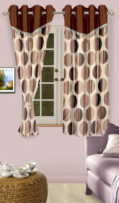 43% OFF on Cortina Polyester Orange Striped Eyelet Curtain