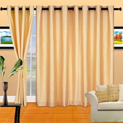 71% OFF on Cortina Polyester Gold Floral Eyelet Curtain