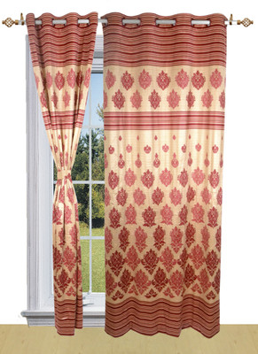 50% OFF on Shandar Polyester Maroon Damask Eyelet Curtain