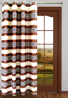 60% OFF on Homefab India Polyester Brown Striped Eyelet Curtain